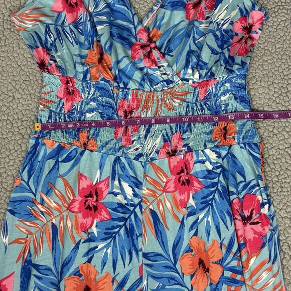 Lascana VS Womens Jumpsuit Faux Wrap Floral sz 10 Wide Leg Tropical bloomcore - Picture 9 of 16